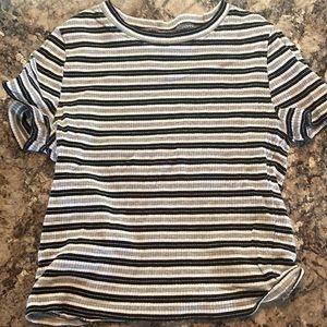 Grey striped crop top